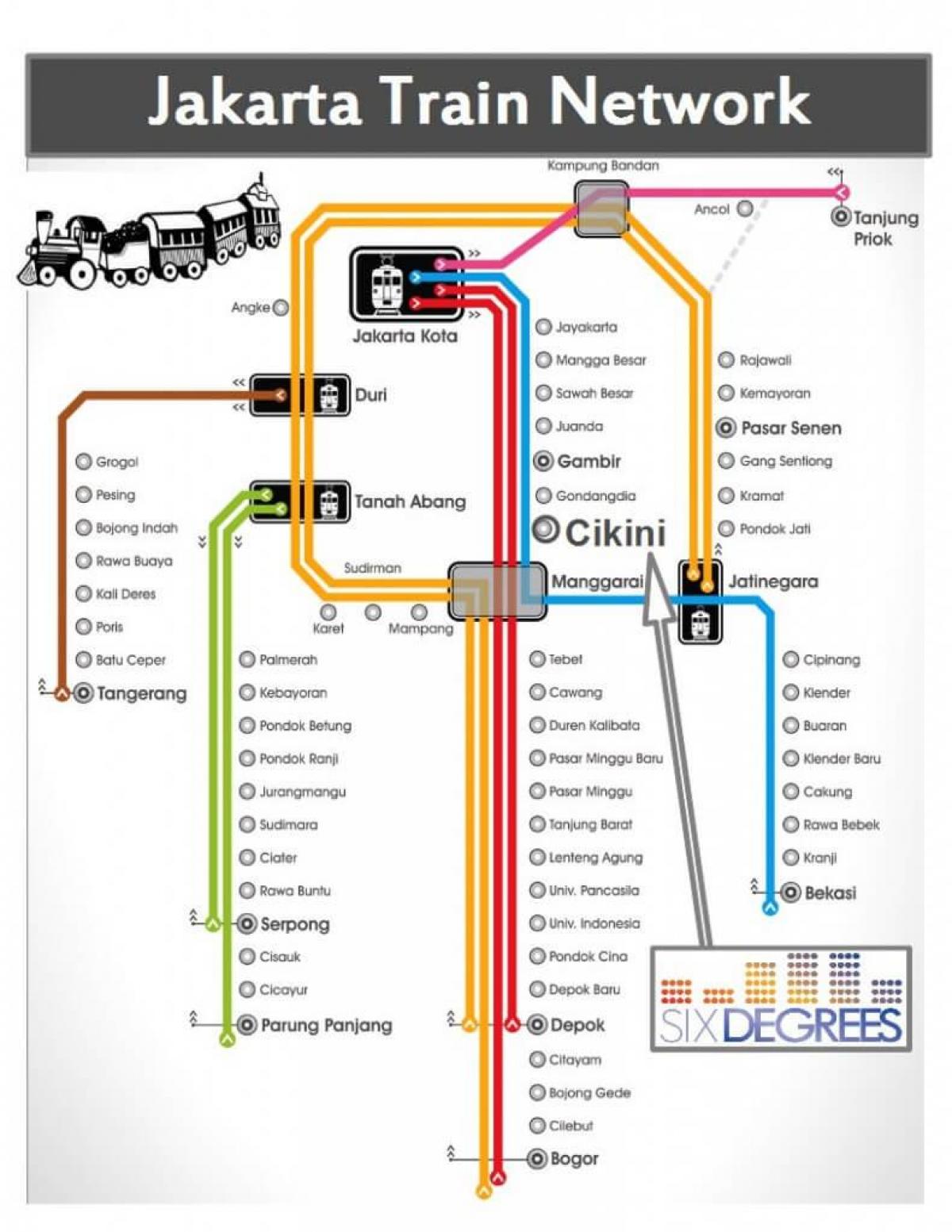 Jakarta spoorweg-kaart