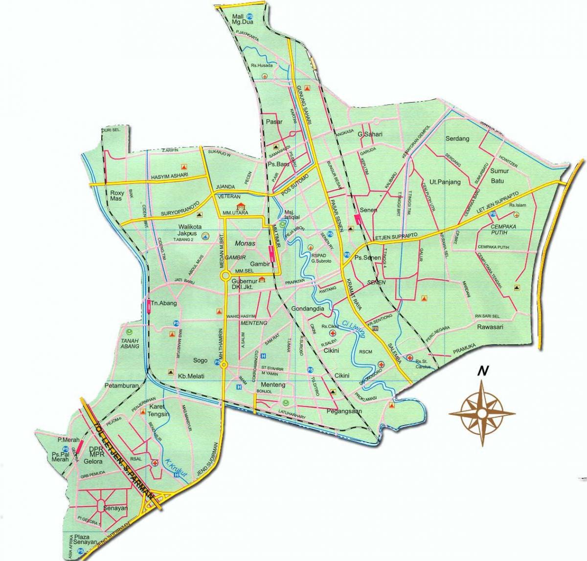 kaart van Jakarta sentrum